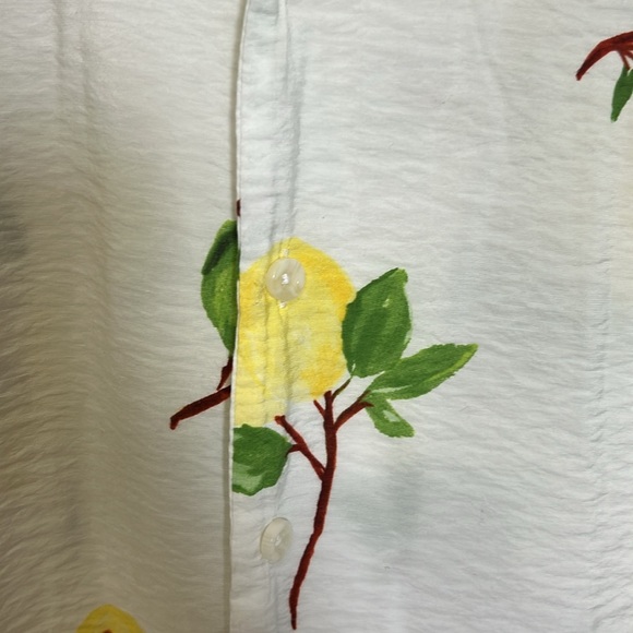 PacSun lemon resort camp shirt size small white short sleeve collar button-down - Picture 5 of 8